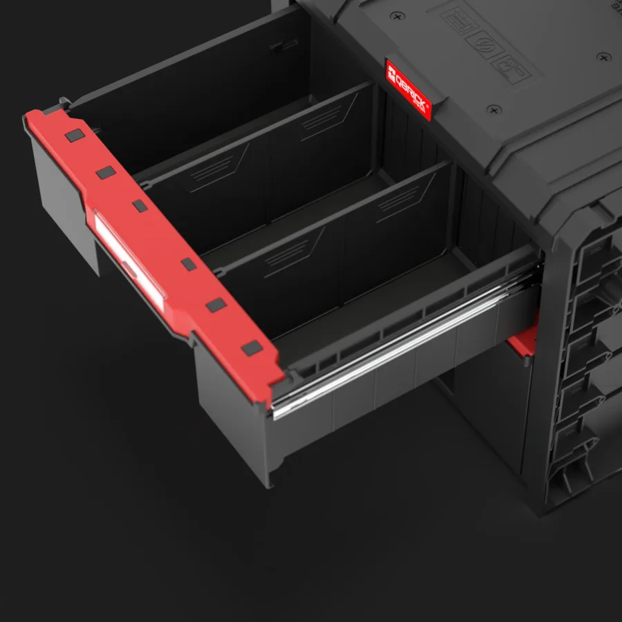 Ящик для інструментів Qbrick пластик чорний 520х440х660 мм на колесах з 2 шухлядами
