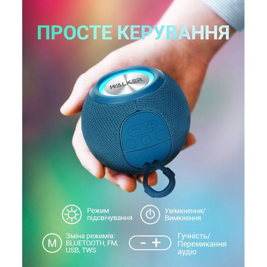 Портативна колонка WALKER Bluetooth 5W 111х111х87 мм ABS Рожева