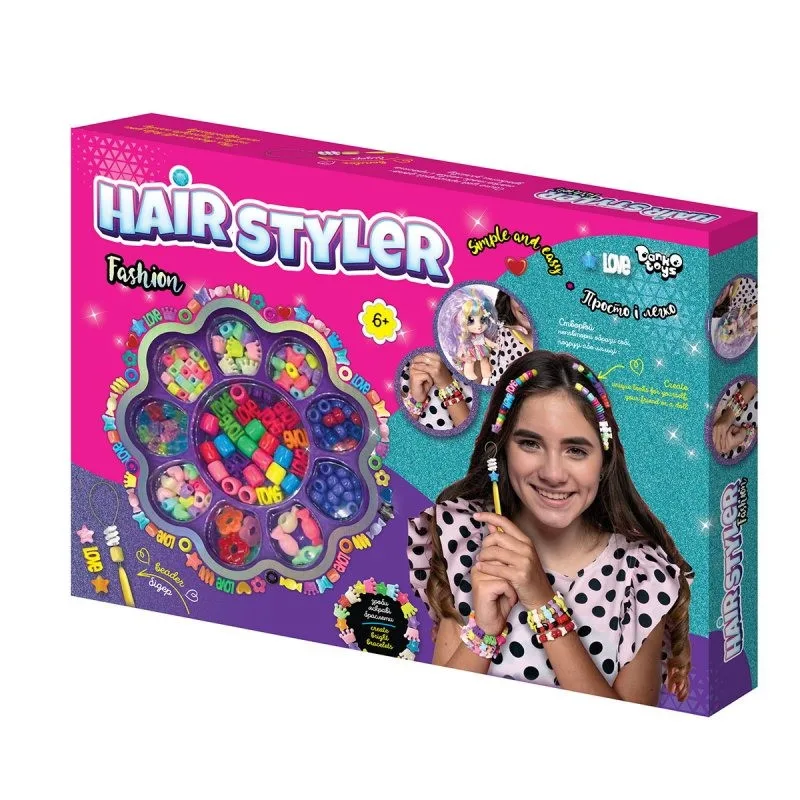 Дитячий набір для створення зачісок Danko Toys пластик 30х20 см рожевий