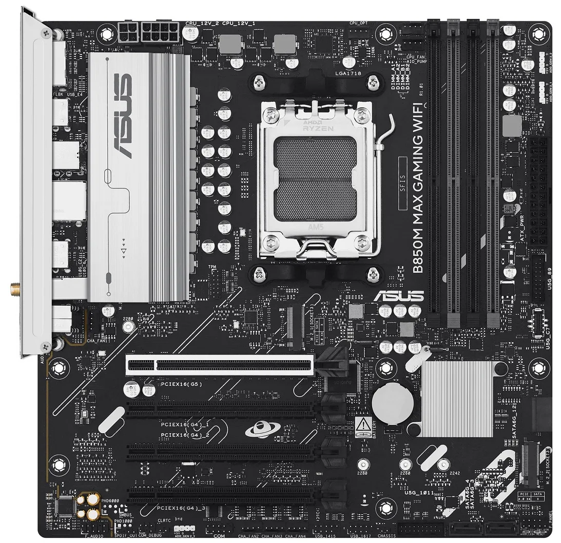 Материнская плата ASUS B850M MAX GAMING WIFI sAM5 B850 4xDDR5 M.2 HDMI DP Wi-Fi BT mATX