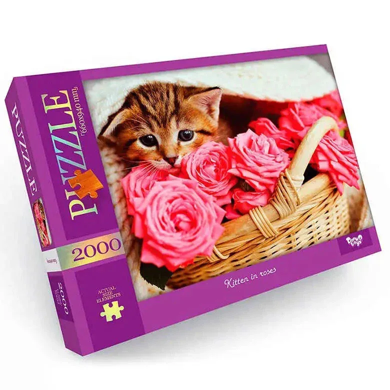 Пазл Danko Toys картон 2000 ел 60x94 см Котик у трояндах