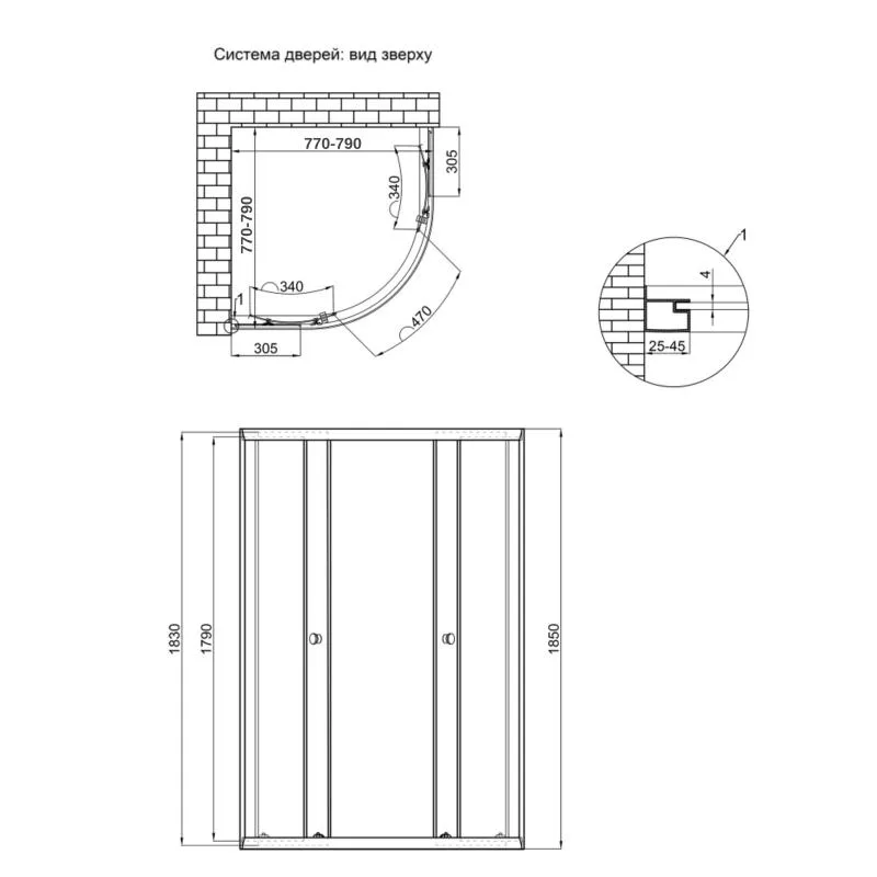 Душова кабіна SC80x80.SAT.LOW.GR тоноване скло 4 мм 80x80 см сатин