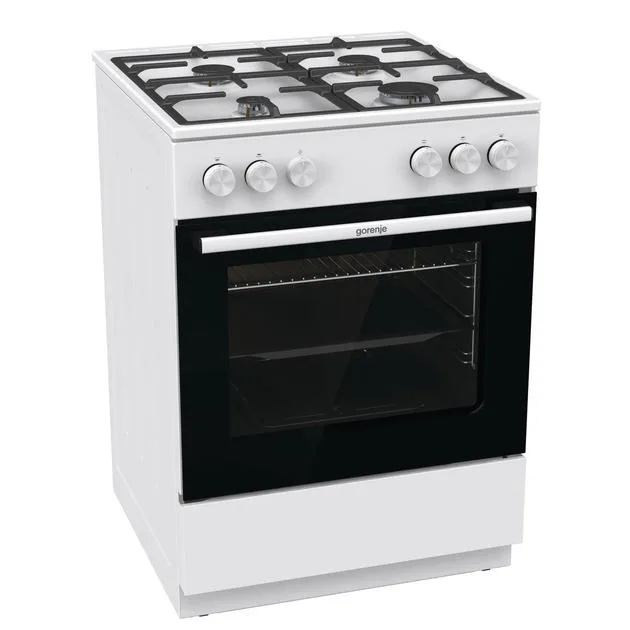 Газова плита Gorenje, 72 л, 60x60 см, чавунний, білий.
