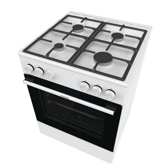 Газова плита Gorenje, 72 л, 60x60 см, чавунний, білий.