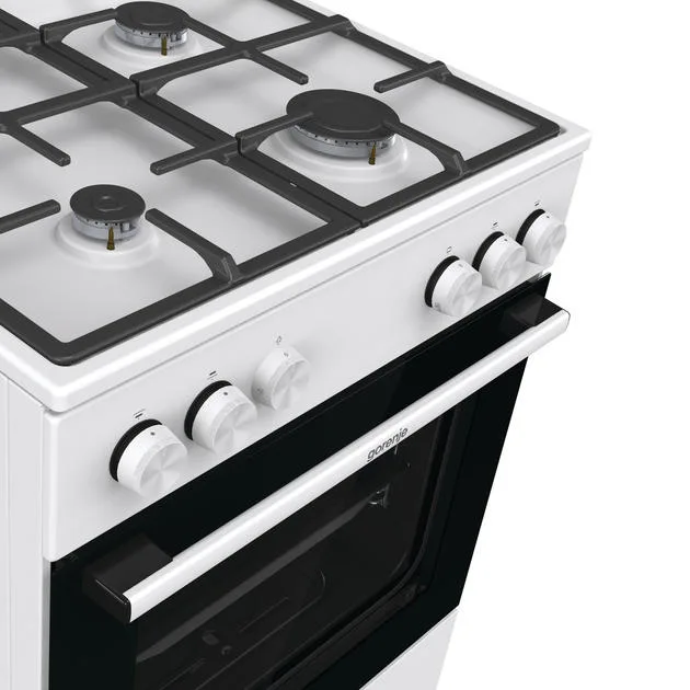 Газова плита Gorenje, 72 л, 60x60 см, чавунний, білий.