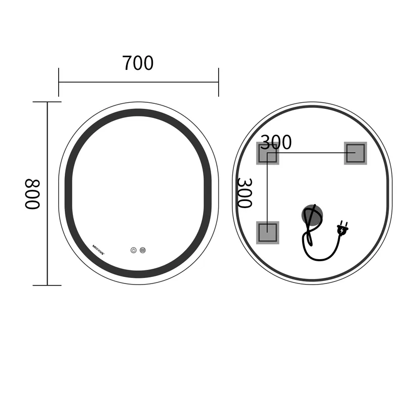 Дзеркало настінне LED MIXXUS ELLIPSE 80х70 см Овальне Алюміній Біле 2500-6500K