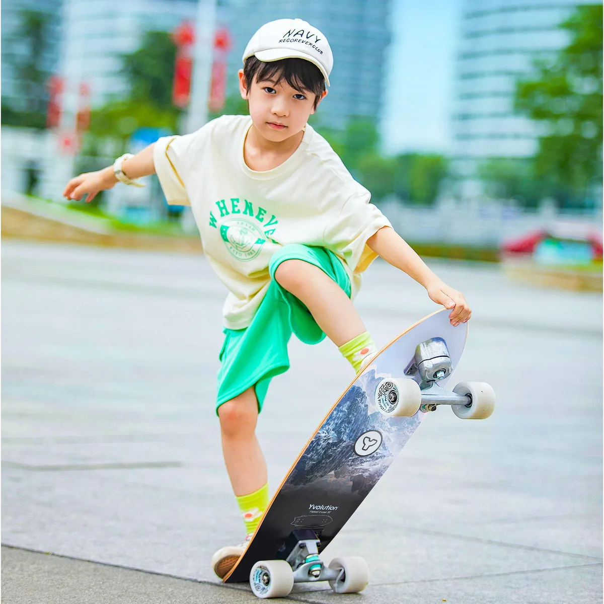 Скейтборд Yvolution Fishtail Cruiser 76 см, синий