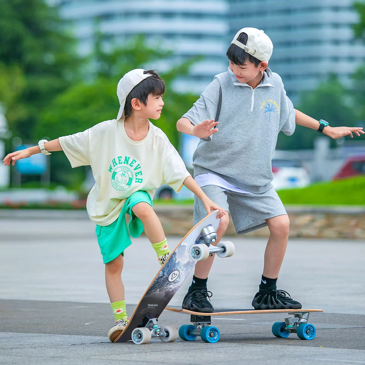 Скейтборд Yvolution Fishtail Cruiser 76 см, синий