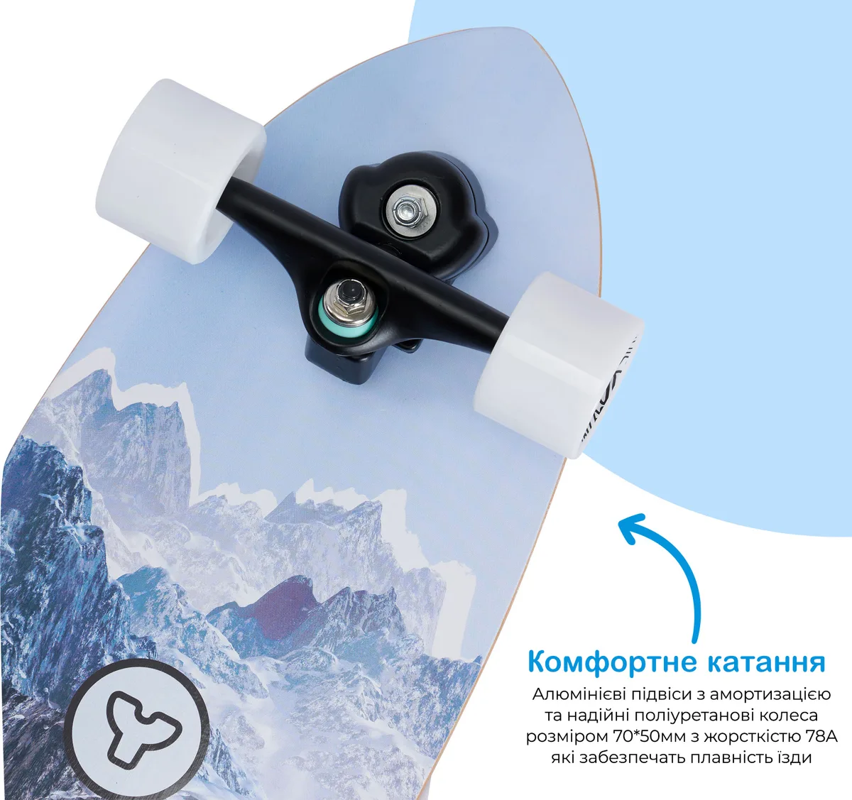 Скейтборд Yvolution Fishtail Cruiser 76 см, синий