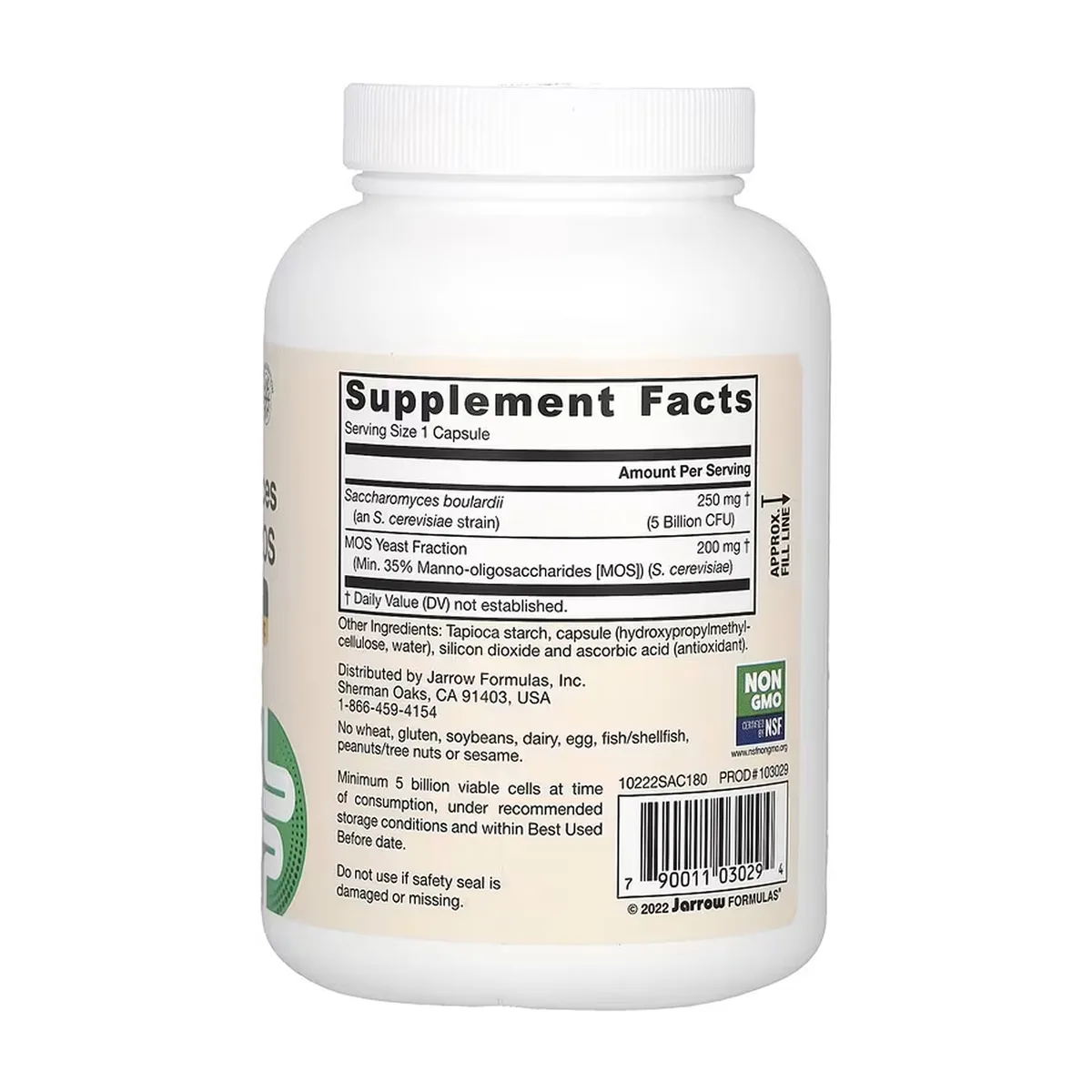 Saccharomyces Boulardii + MOS Jarrow Formulas пробіотики 180 капсул без глютену