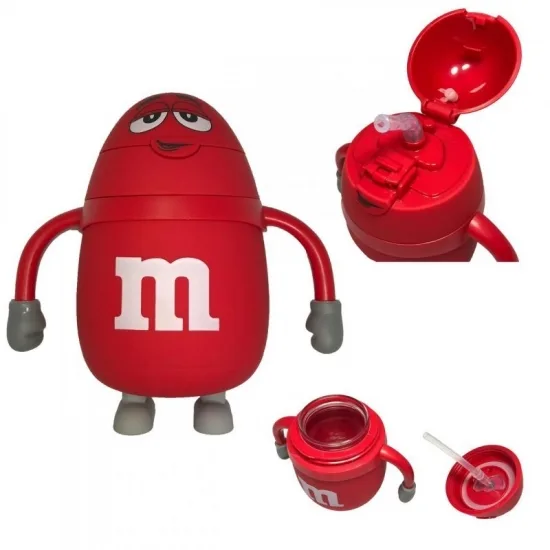 Термос дитячий пластик 248 мл червоний з трубочкою M&Ms