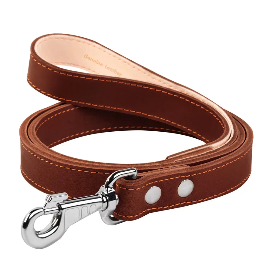 Повідець подвійний CoLLaR 25мм 122см шкіряний коричневий для собак