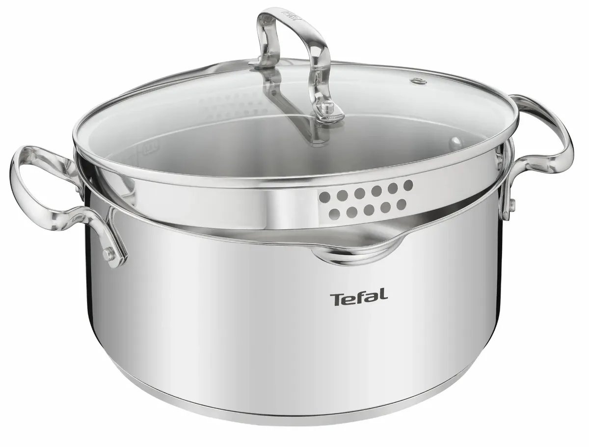 Каструля Tefal DUETTO+, об'ємом 1.5л, з кришкою, виготовлена з нержавіючої сталі та скла.