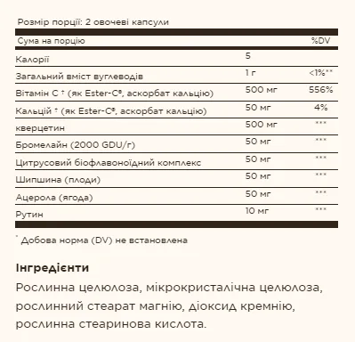 Кверцетиновый комплекс Solgar 100 капсул с витамином С и бромелайном