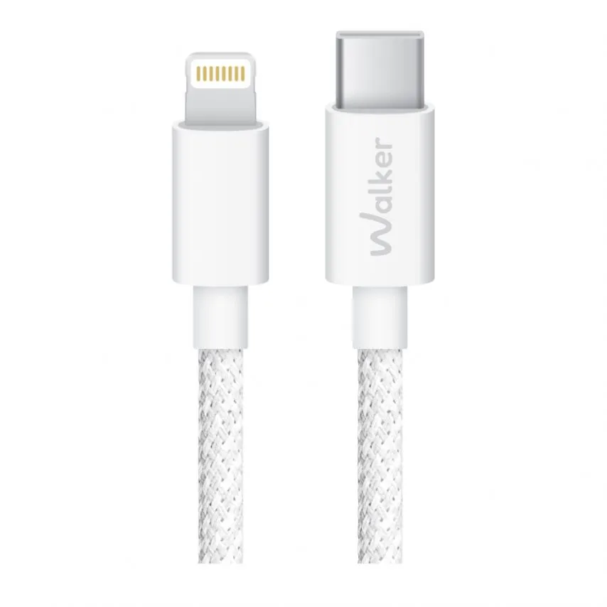 Кабель USB Type-C to Lightning 30W тканинний 1м білий