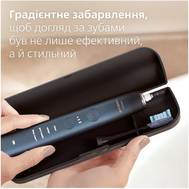 Зубна електрощітка Philips Sonicare ультразвукова 62000 рухів на хвилину чорна з синім