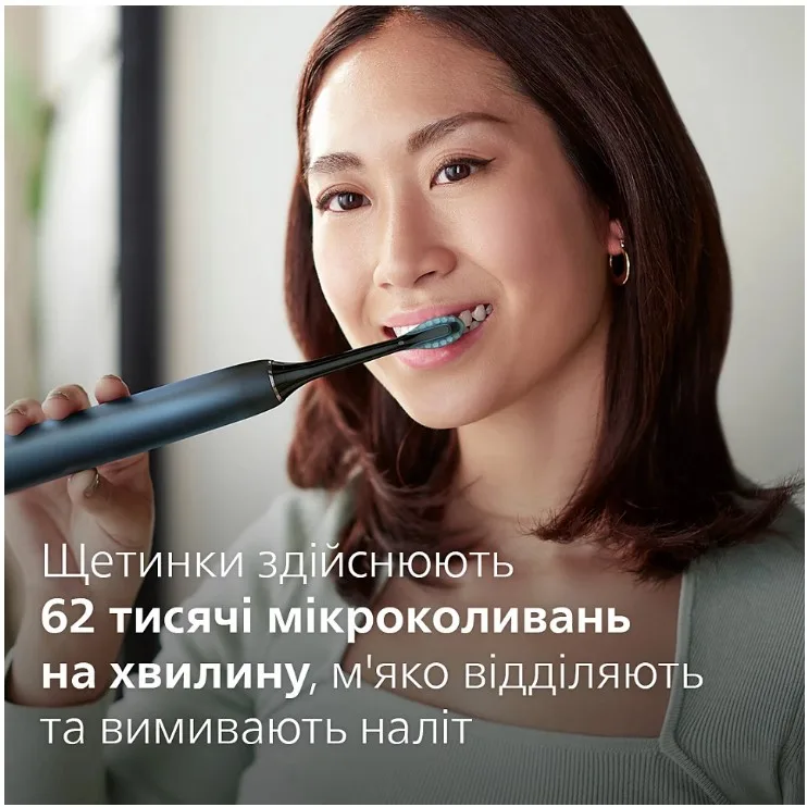 Зубна електрощітка Philips Sonicare ультразвукова 62000 рухів на хвилину чорна з синім