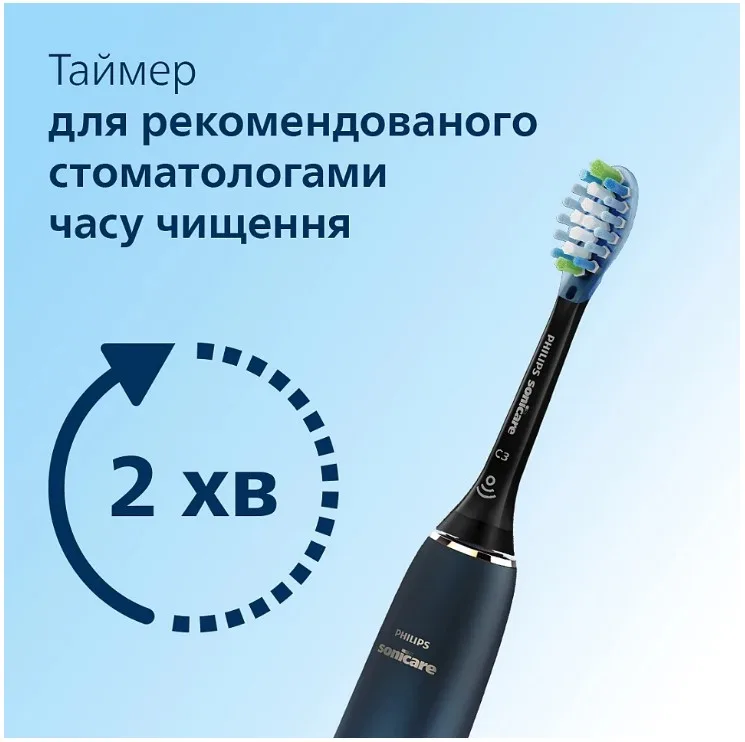 Зубна електрощітка Philips Sonicare ультразвукова 62000 рухів на хвилину чорна з синім