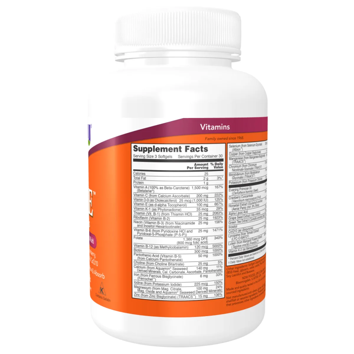 Витамины для женщин Now Foods EVE 180 капсул софт гелевые для активного долголетия