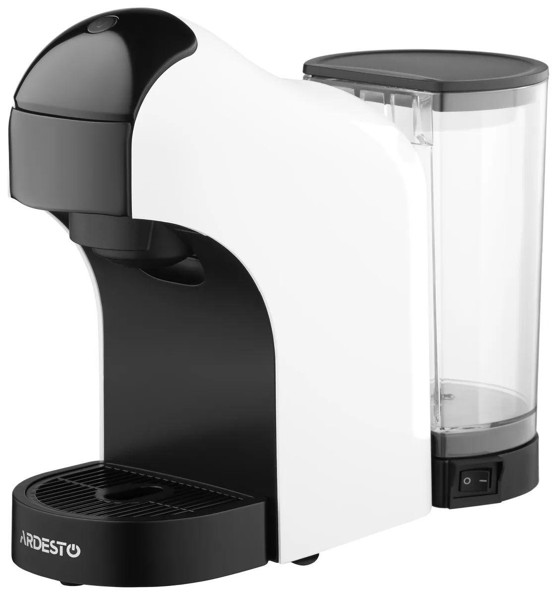Кавоварка ARDESTO 3в1, 0.9л, для капсул Nespresso і Nescafe Dolce Gusto, мелена кава, з сенсорним управлінням, біла.
