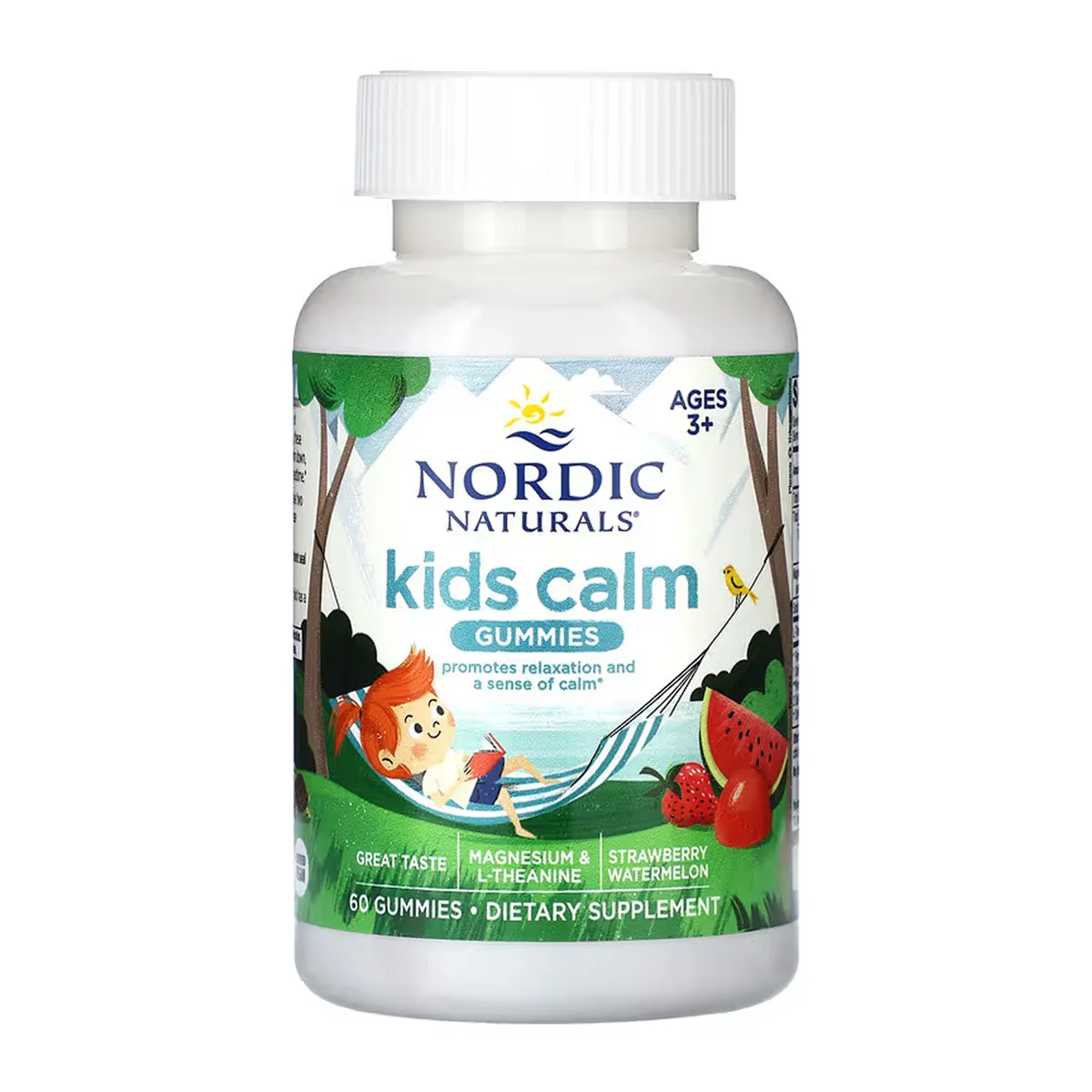 Жевательные конфеты Kids Calm Nordic Naturals магний L-теанин 60 г клубнично-арбузные