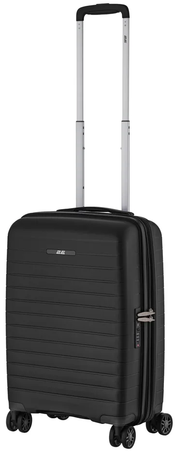Валіза 2E, Aero, поліпропілен, мала, 35/44 л, TSA, 4 колеса, EXP, чорна