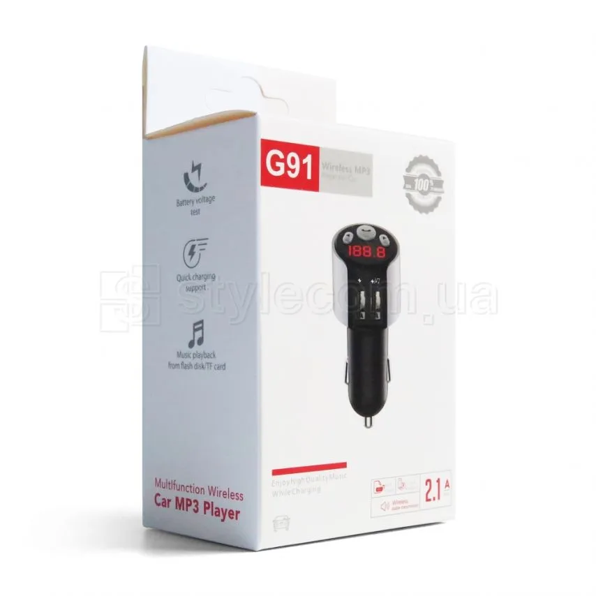 FM-трансмітер Bluetooth 2USB 2.1А пластик чорний