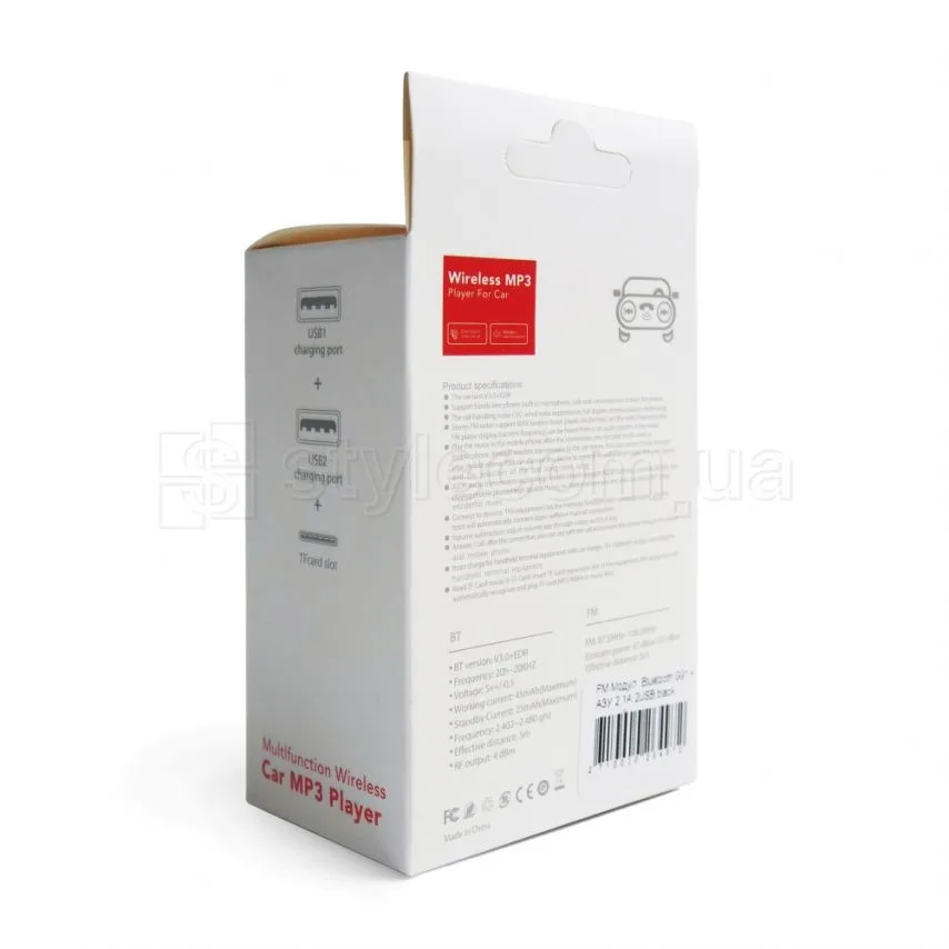 FM-трансмітер Bluetooth 2USB 2.1А пластик чорний