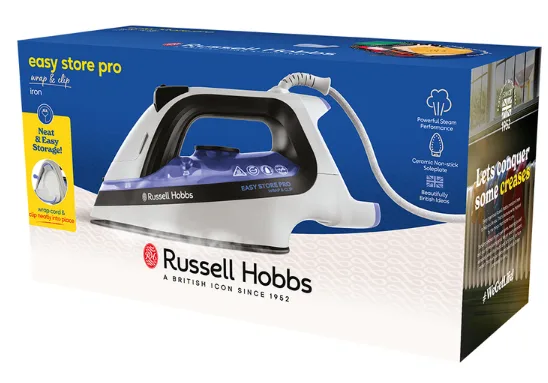 Праска Russell Hobbs з парою керамічна 2400 Вт 2,5 м біла синя