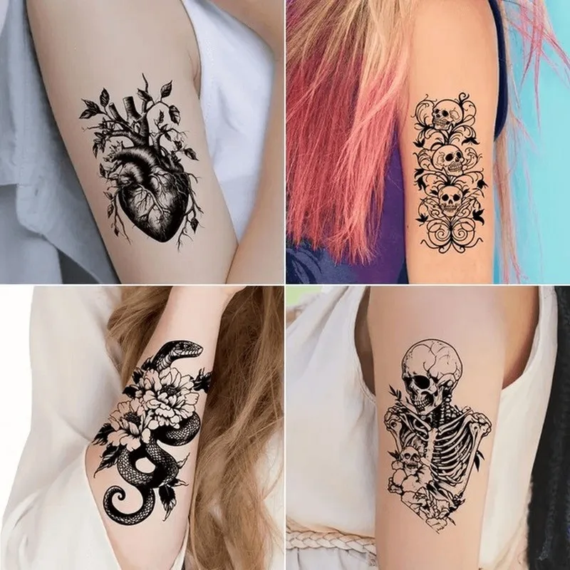 Набор временных тату Fresh Tattoo 30 шт 9,5х5,5 см Черные