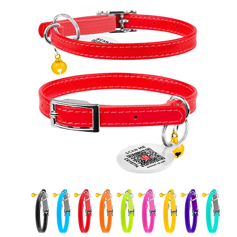 Нашийник WAUCAT Glamour шкіряний XXS 22-30 см 9 мм червоний