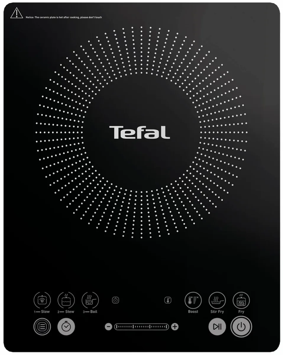 Індукційна настільна плита Tefal Everyday Slim, 1 конфорка, 2.1 кВт, сенсорне керування, 6 програм.
