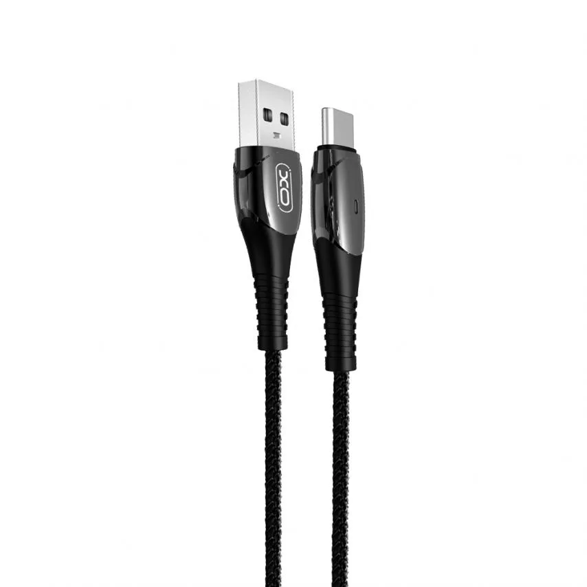Кабель USB XO Type-C 1м тканинний чорний 2,4A