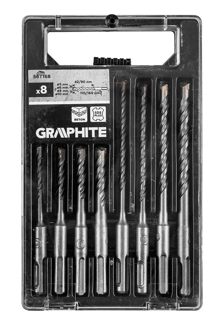 Набір свердел GRAPHITE SDS Plus 8 шт 6x110 8x110 6x160 8x160 10x160 Бетон