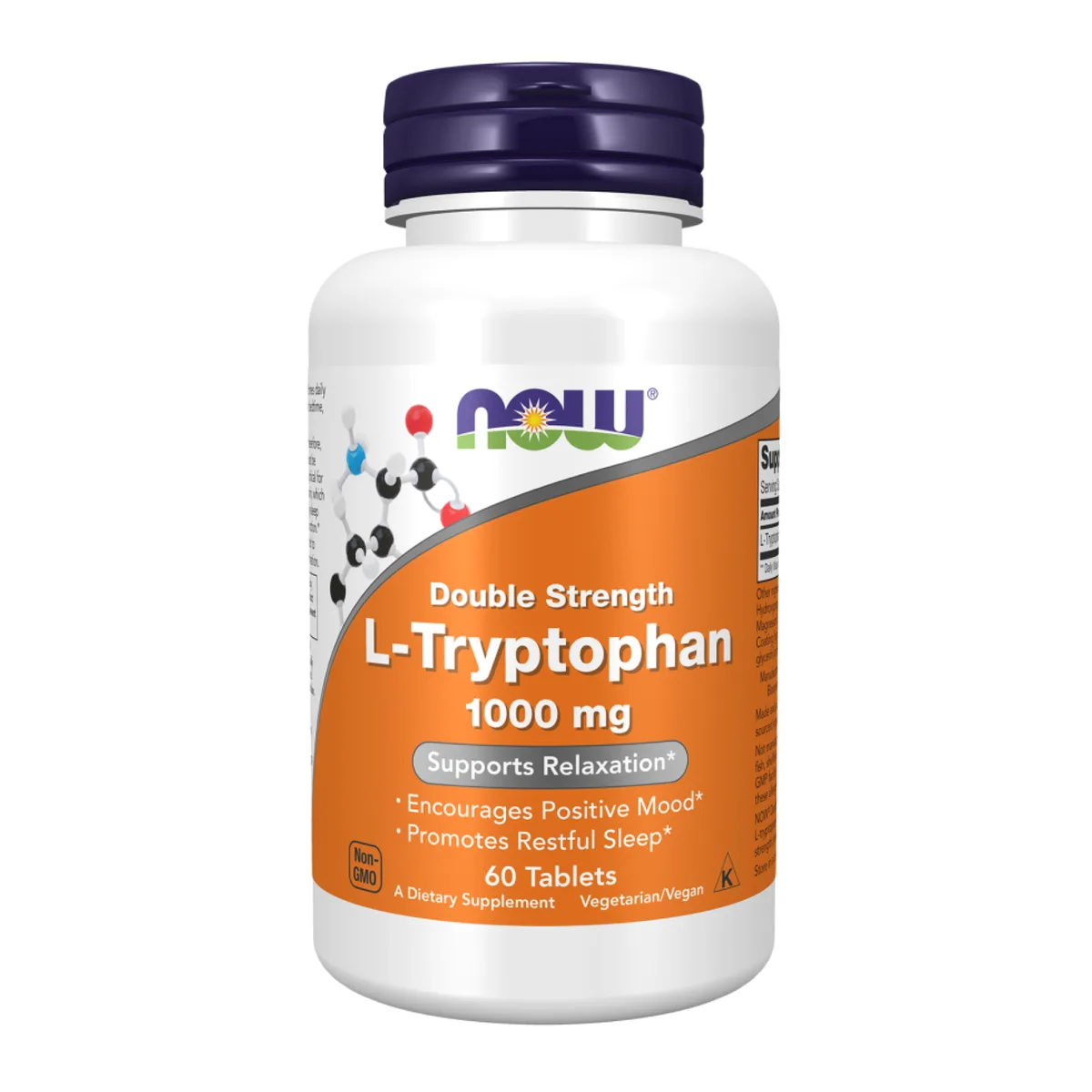 L-Tryptophan Double Strength Now Foods 1000mg 60 табл Вегетарианский без ГМО