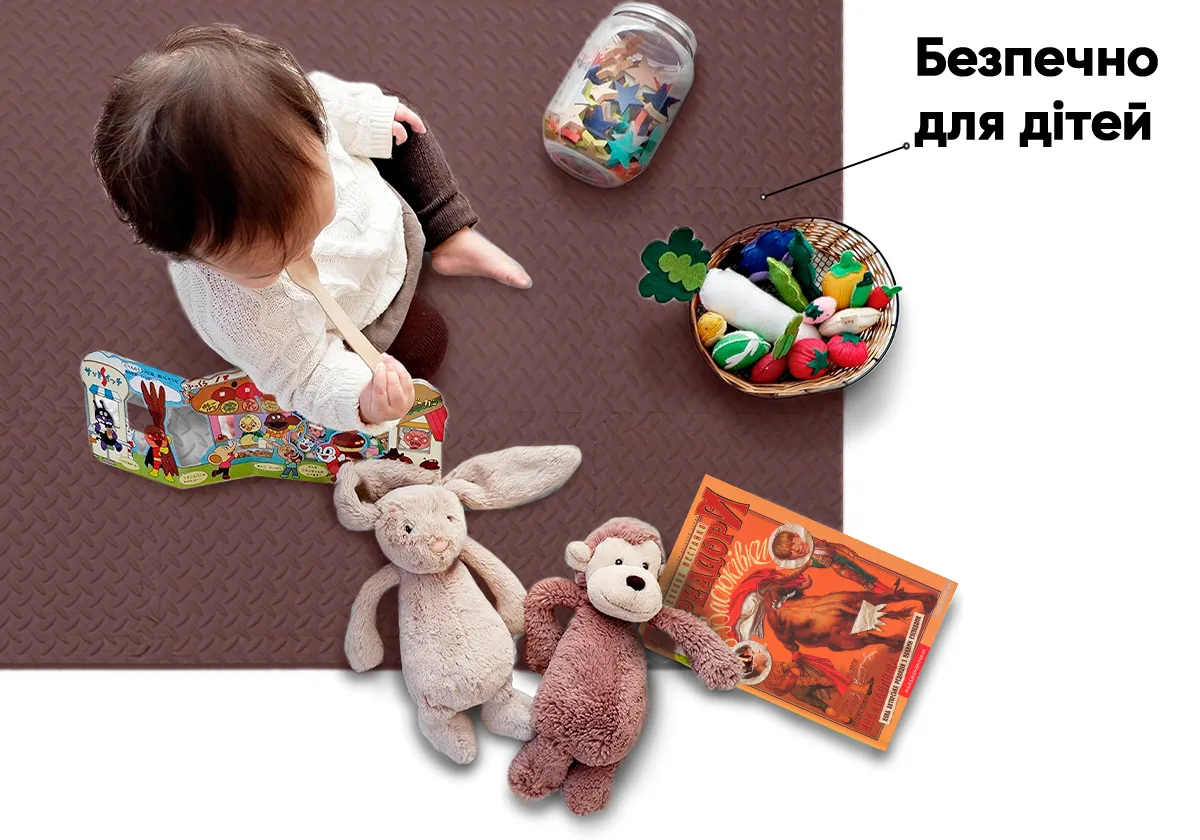 Татамі мат EasyFit EVA 60х60 см коричневий 4 шт ласточкин хвіст