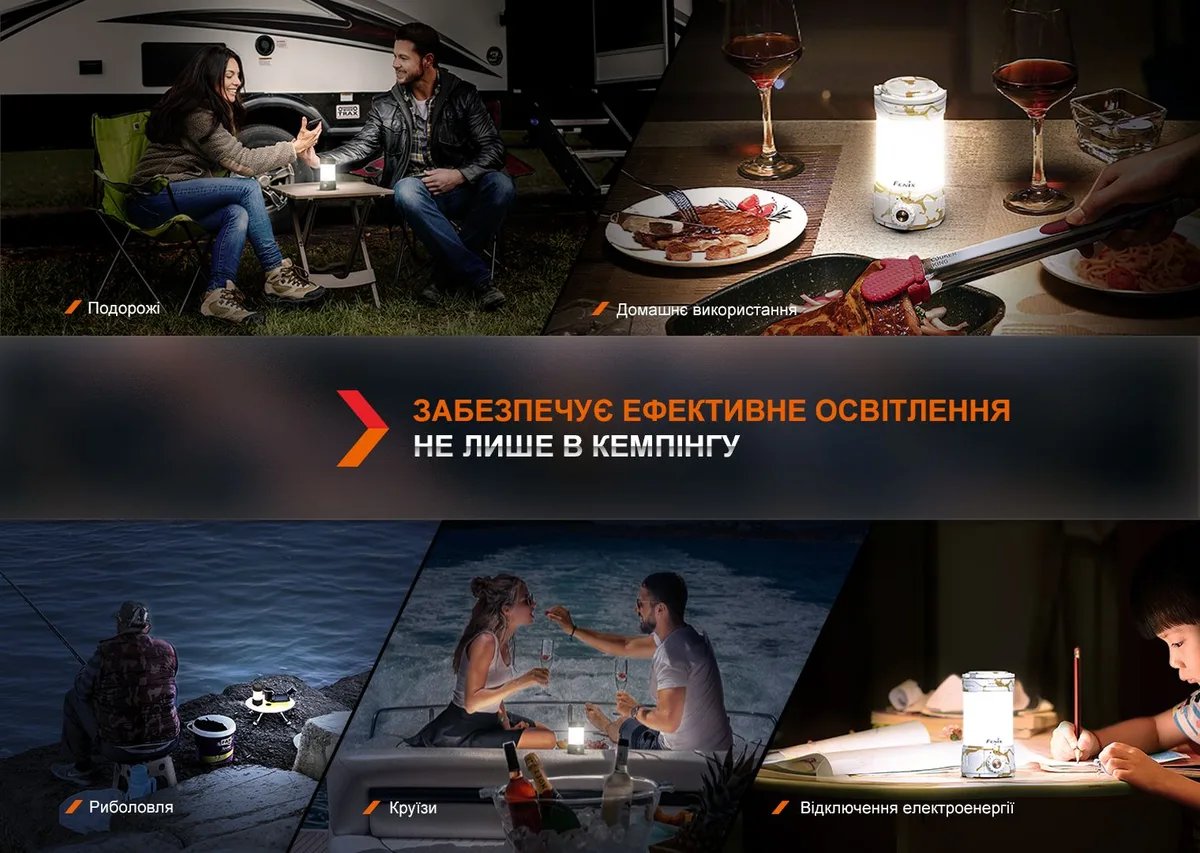 Ліхтар кемпінговий Fenix пластик 66х59,5х114 мм мармуровий білий
