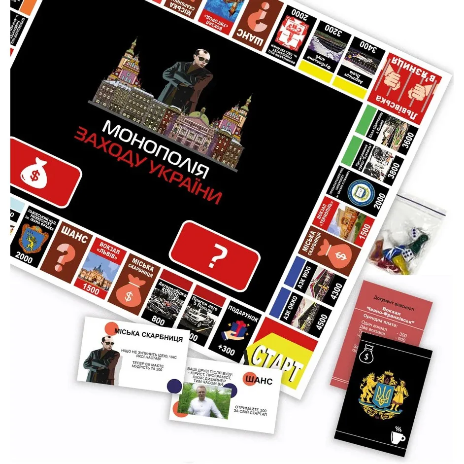 Настільна гра Монополія Західної України PlayRoom картон 43х43 см багатокольорова
