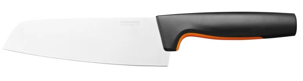 Кухонний ніж для приготування їжі Santoku Fiskars Functional Form, 16 см, з нержавіючої сталі, з пластиковою ручкою, чорного кольо