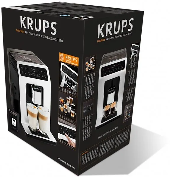 Кофемашина Krups Evidence 23л, для кофе, автоматический капучинатор, сенсорный дисплей, 15 авторских рецептов, черный