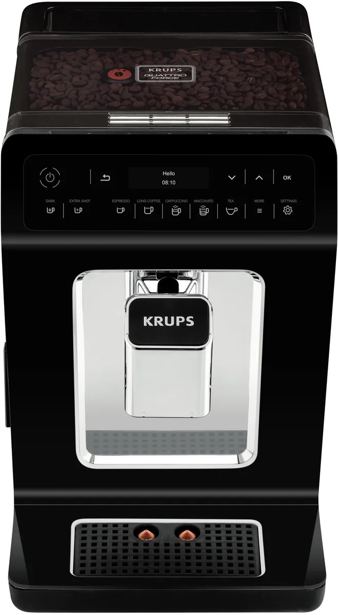 Кофемашина Krups Evidence 23л, для кофе, автоматический капучинатор, сенсорный дисплей, 15 авторских рецептов, черный