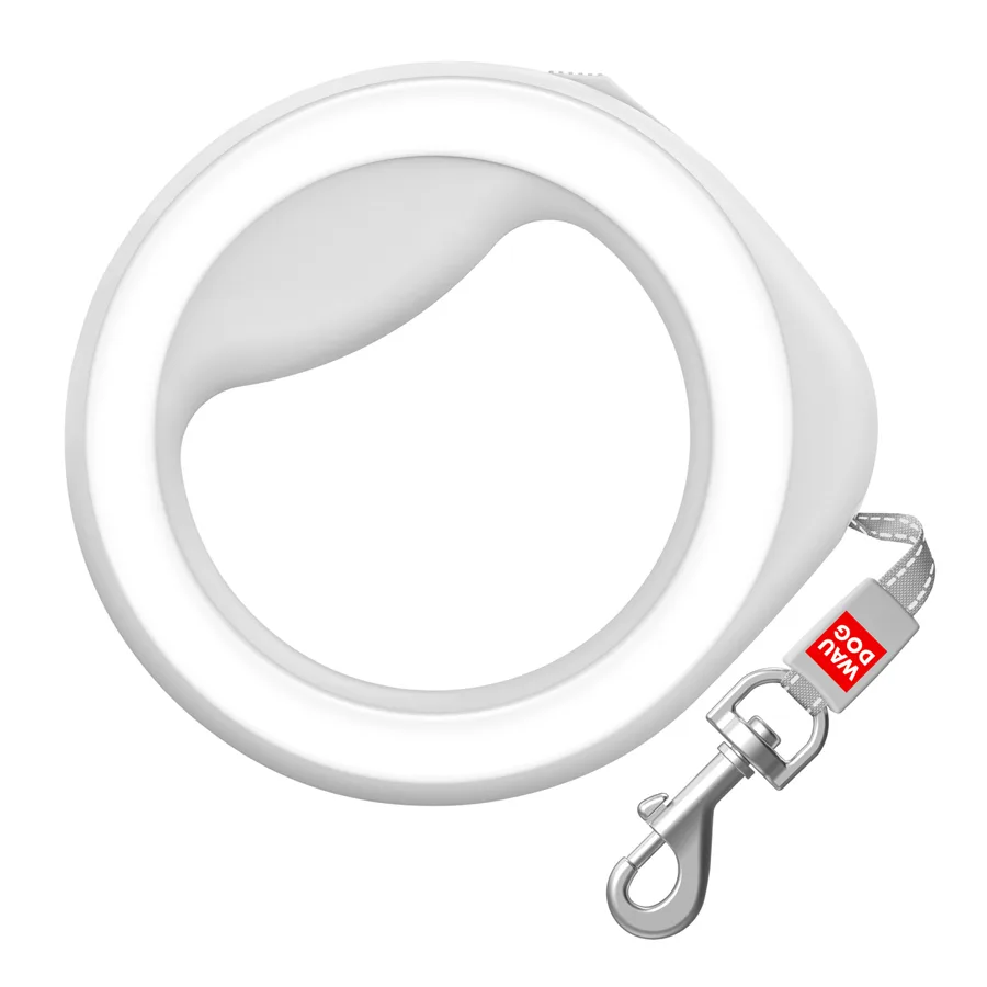 Повідець-рулетка WAUDOG R-leash до 40 кг 290 см пластик білий