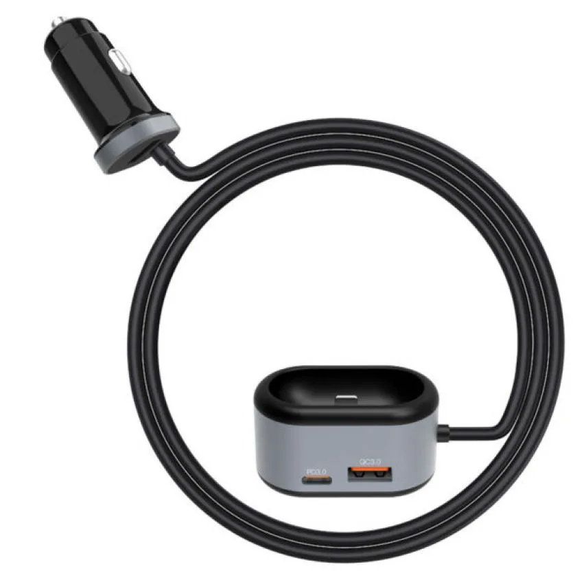Автомобільний зарядний пристрій XO пластик чорний 2 USB 1 Type-C 3А 12-24V