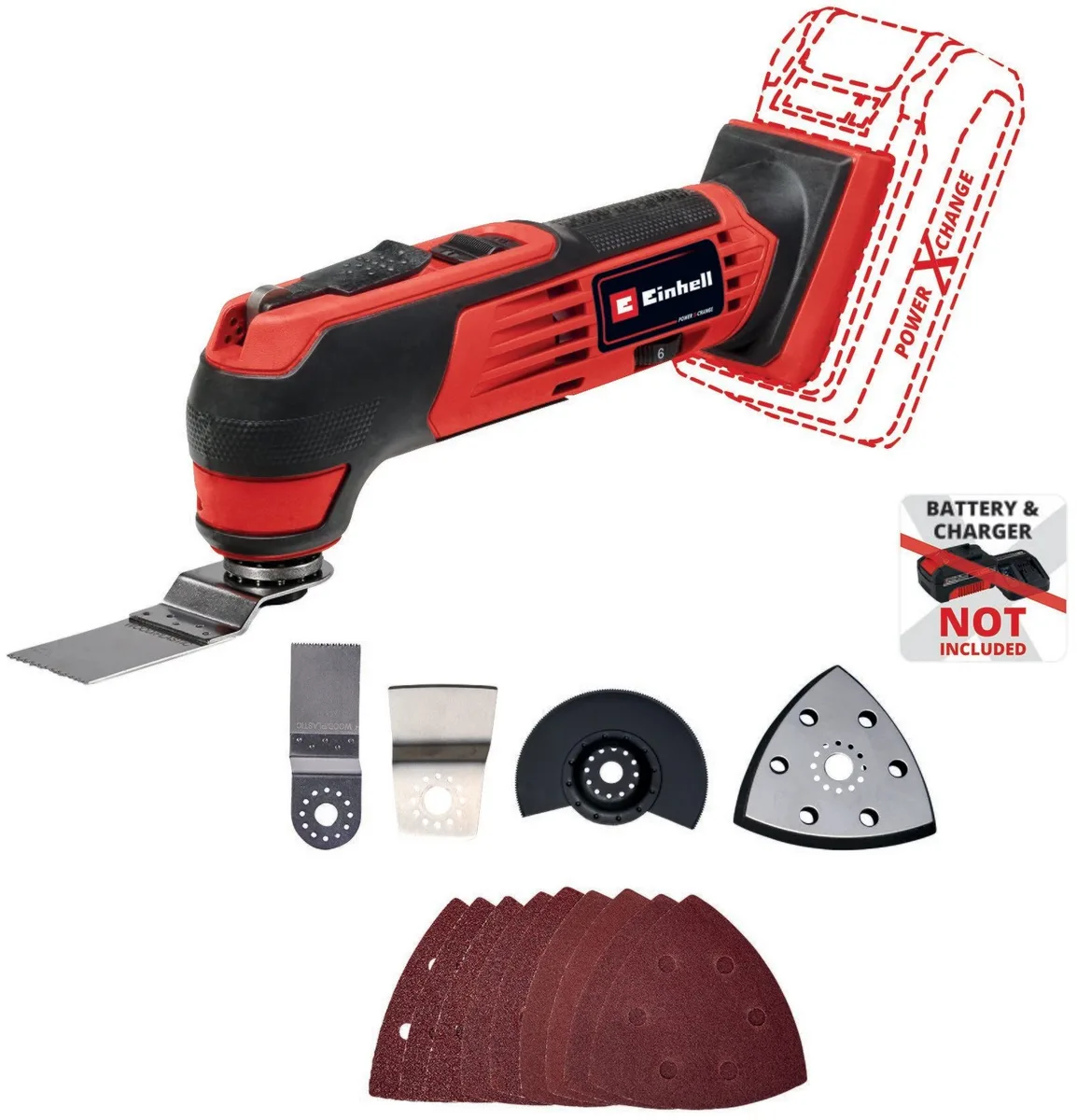 Акумуляторний реноватор Einhell TE-MG 18/1 Li - Solo PXC 18В з набором насадок 0.8, універсальний інструмент для ремонту.