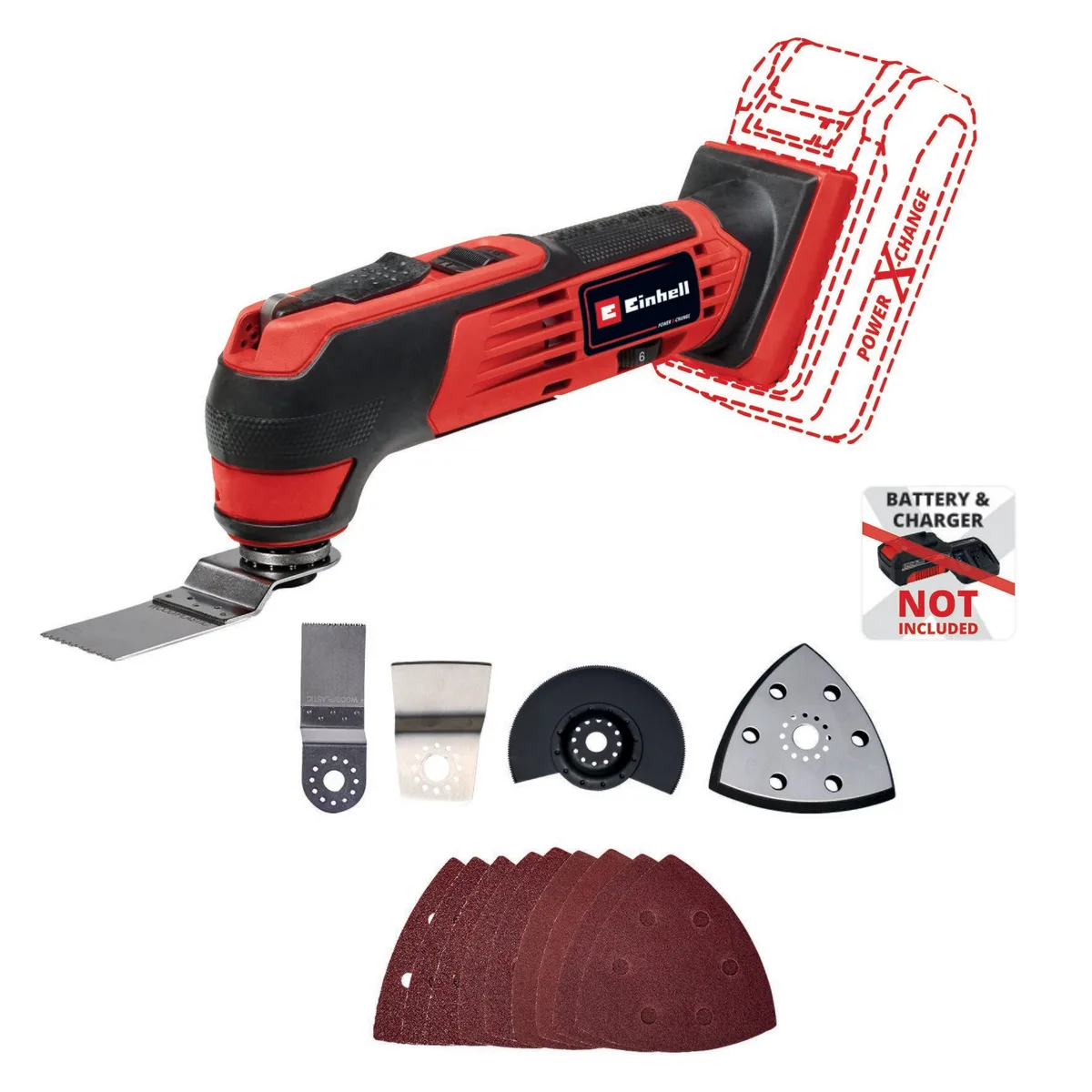 Акумуляторний реноватор Einhell TE-MG 18/1 Li - Solo PXC 18В з набором насадок 0.8, універсальний інструмент для ремонту.