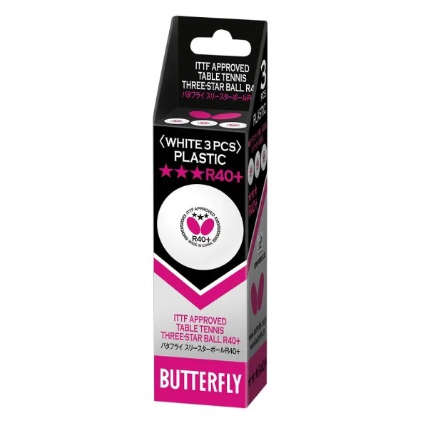 М'ячі для настільного тенісу Butterfly пластик 40 мм 3 шт 3 зірки