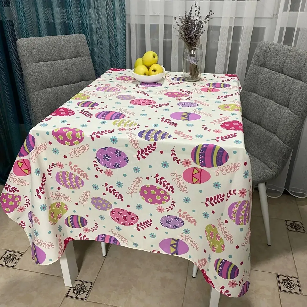 Скатертина тефлонова 140х170 см 65% бавовни Пасхальна
