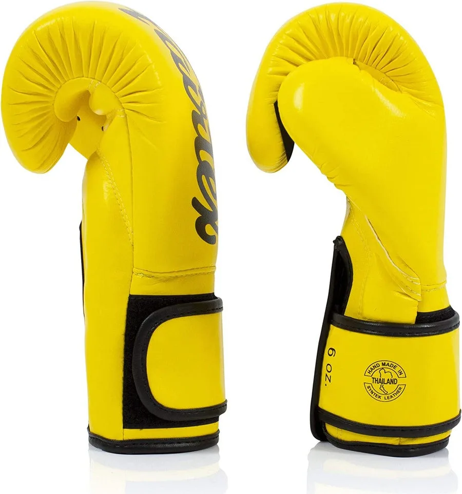 Боксерські рукавиці Fairtex штучна шкіра 14 унцій жовті
