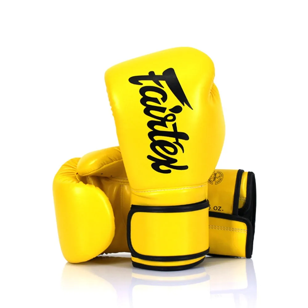 Боксерські рукавиці Fairtex штучна шкіра 14 унцій жовті
