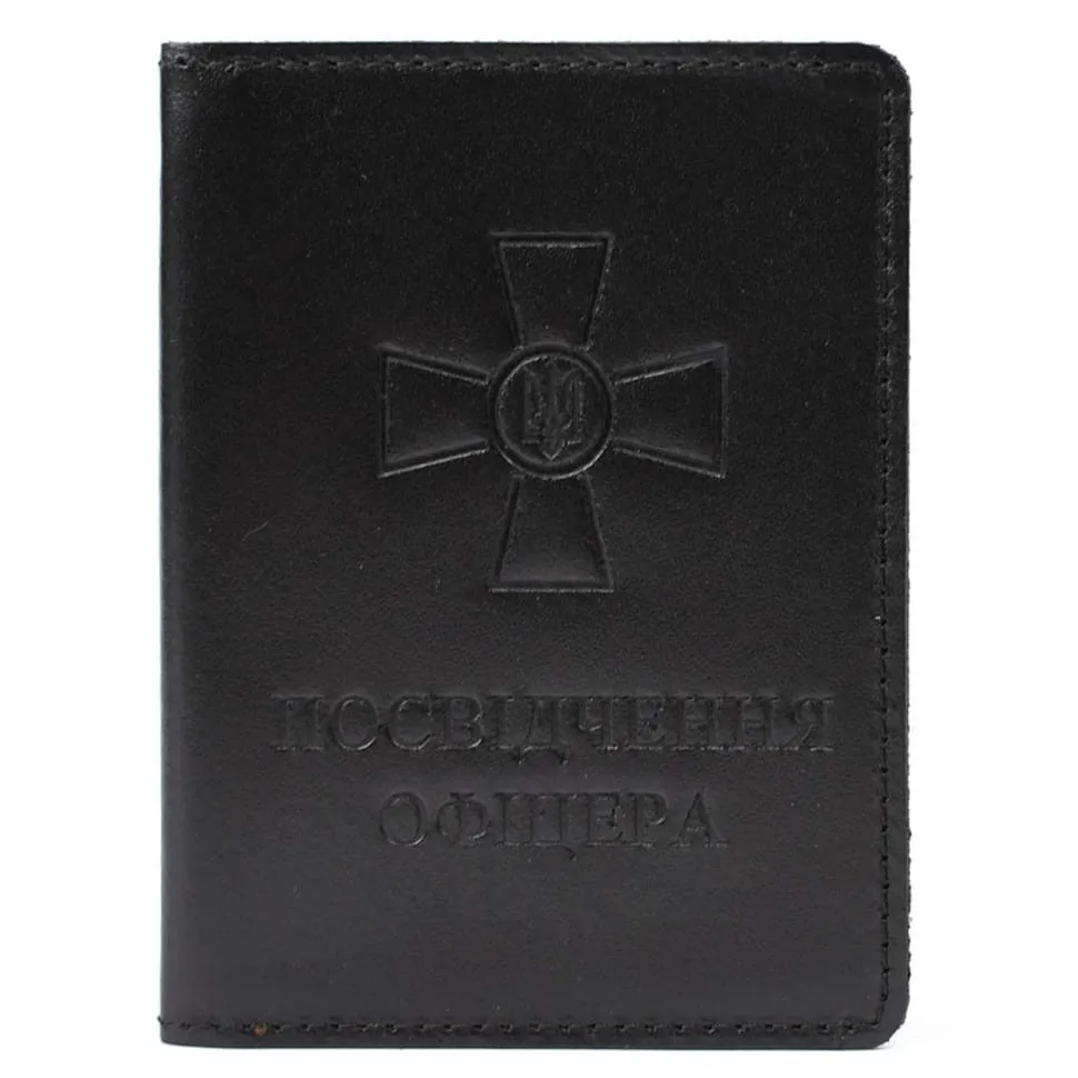 Кожна обкладка для посвідчення Limary чорна унісекс з телячої шкіри для документів і карт.